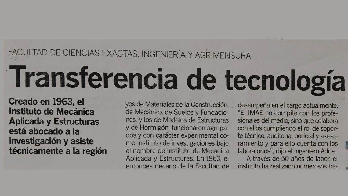 Transferencia de tecnología especializada. Noticia publicada en La Capital