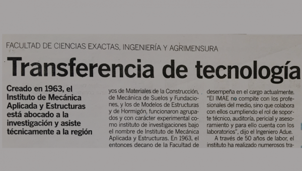 Transferencia de tecnología especializada. Noticia publicada en La Capital